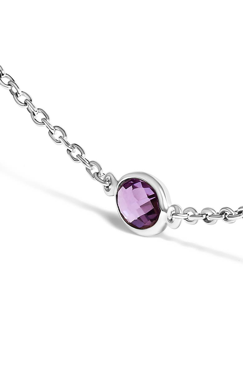 Haus of Brilliance Silver Checkerboard Cut Purple Amethyst Bezel Station Necklace - 22" Inches, Alternate, color, White