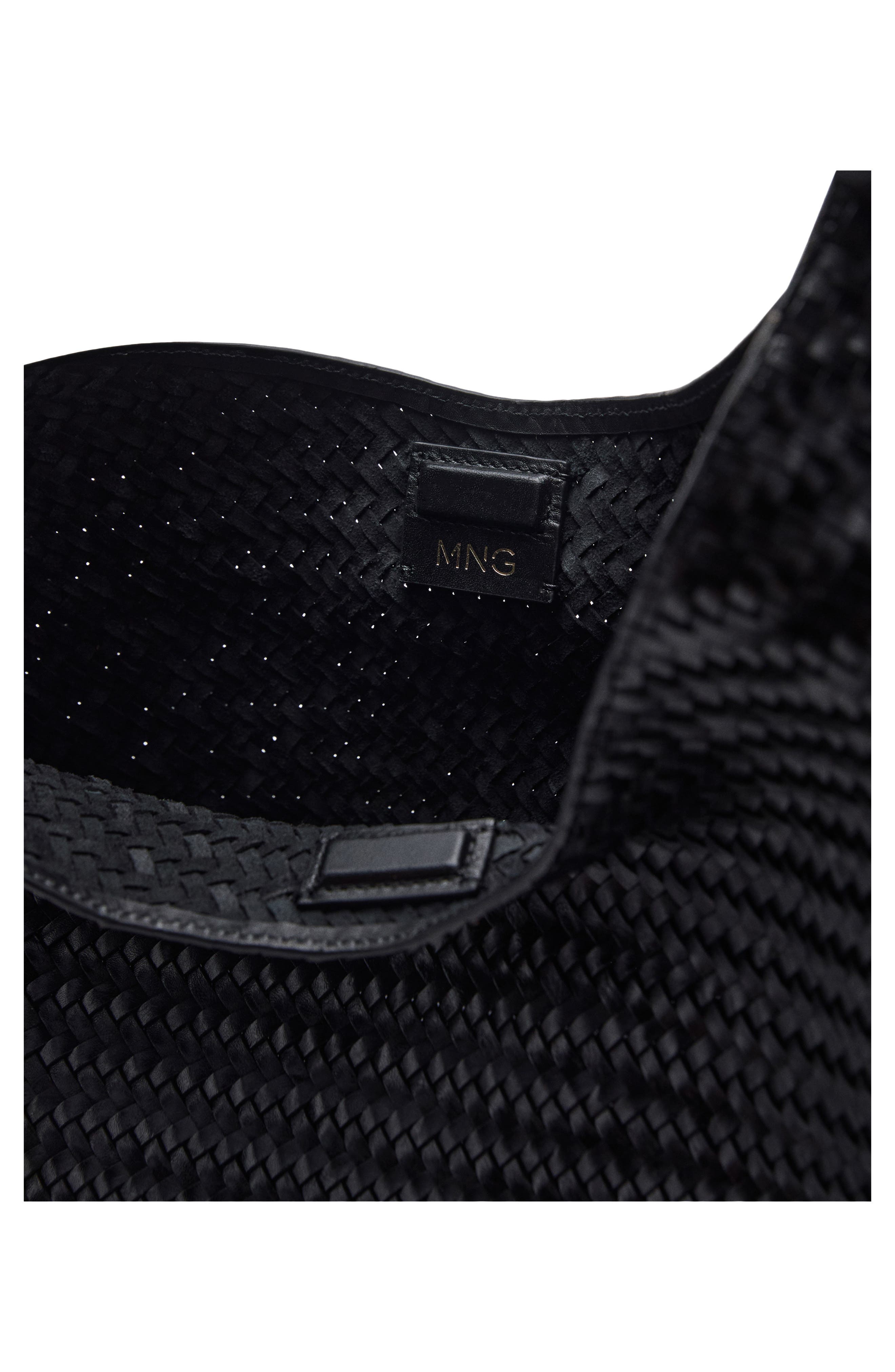 MANGO Large Braided Leather Shoulder Bag, Alternate, color, 