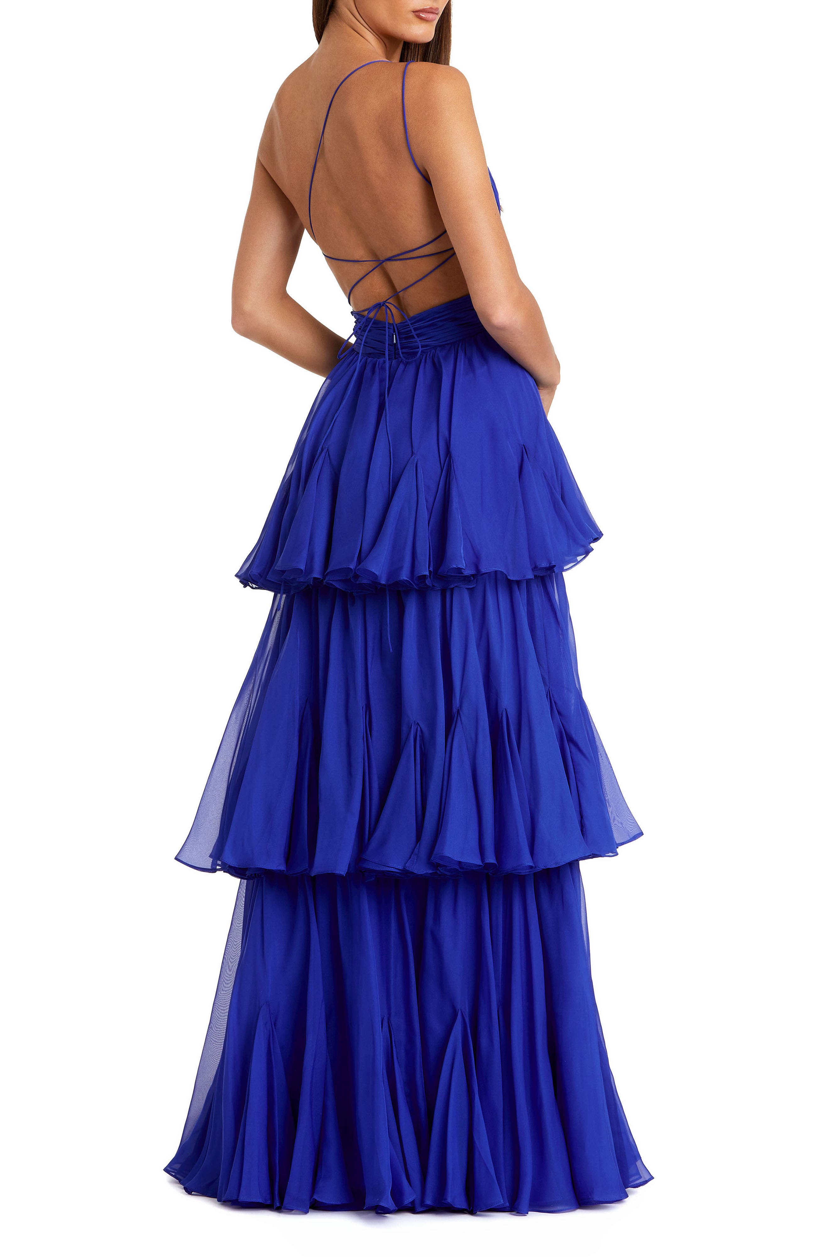 One Shoulder Tiered Chiffon Gown - image 2