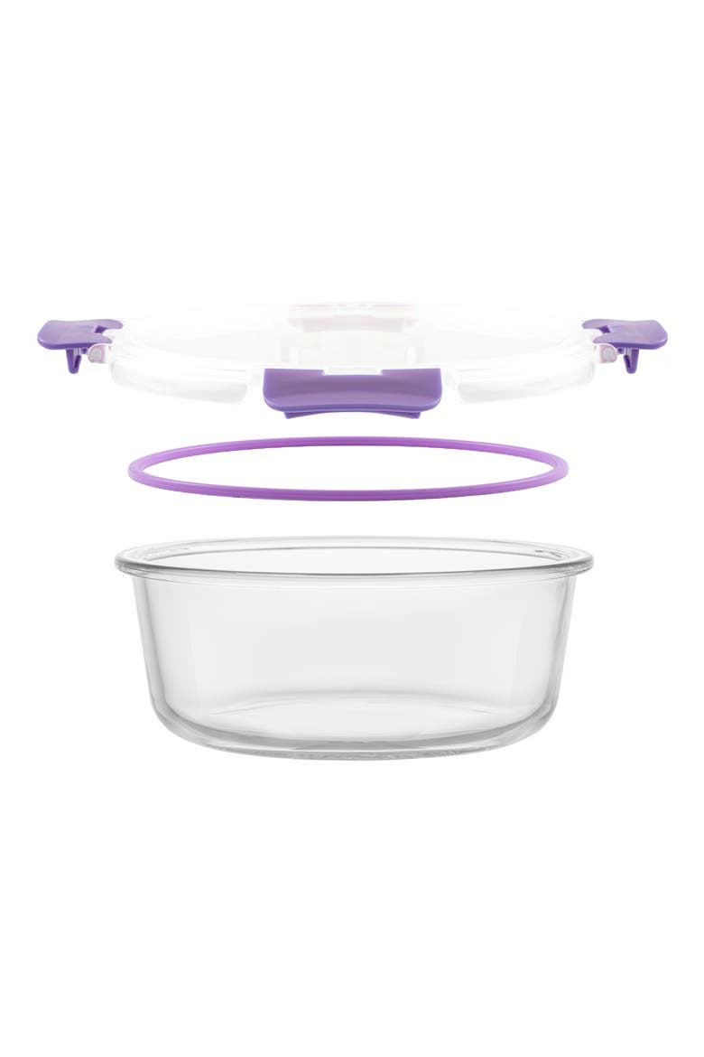 24-Piece Glass Food Storage Containers with Lids, Alternate, color, CLEAR/ PURPLE
