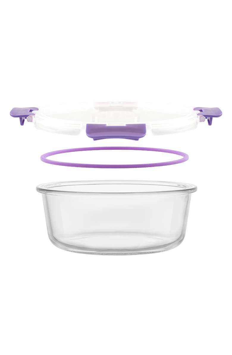 JoyJolt 24-Piece Glass Food Storage Containers with Lids, Alternate, color, Clear/ Purple