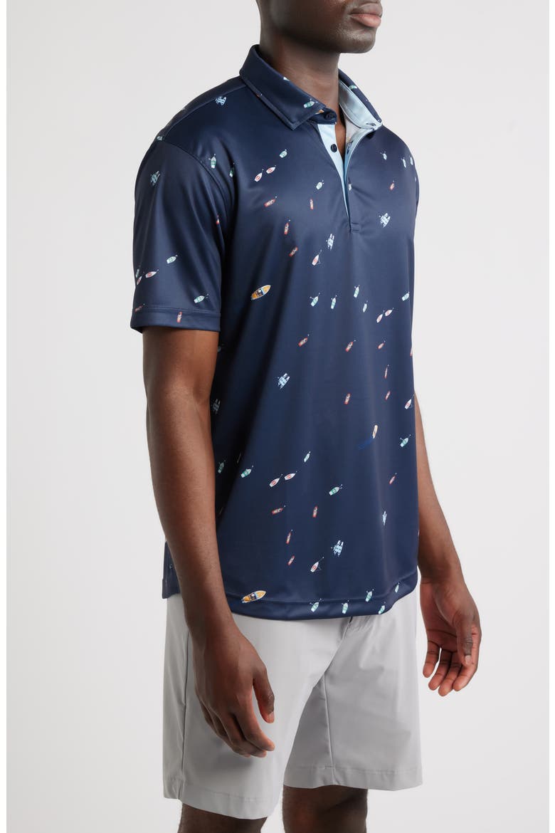 Macintyre Yacht Print Performance Golf Polo, Alternate, color, NAVY