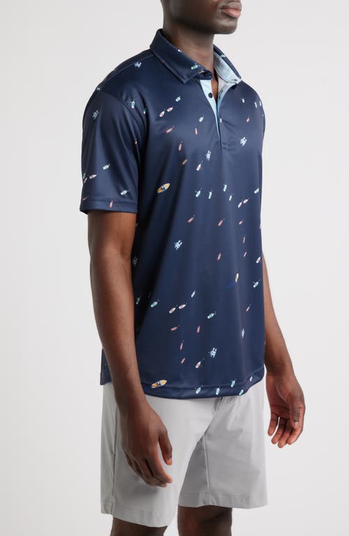 Swannies Macintyre Yacht Print Performance Golf Polo In Blue