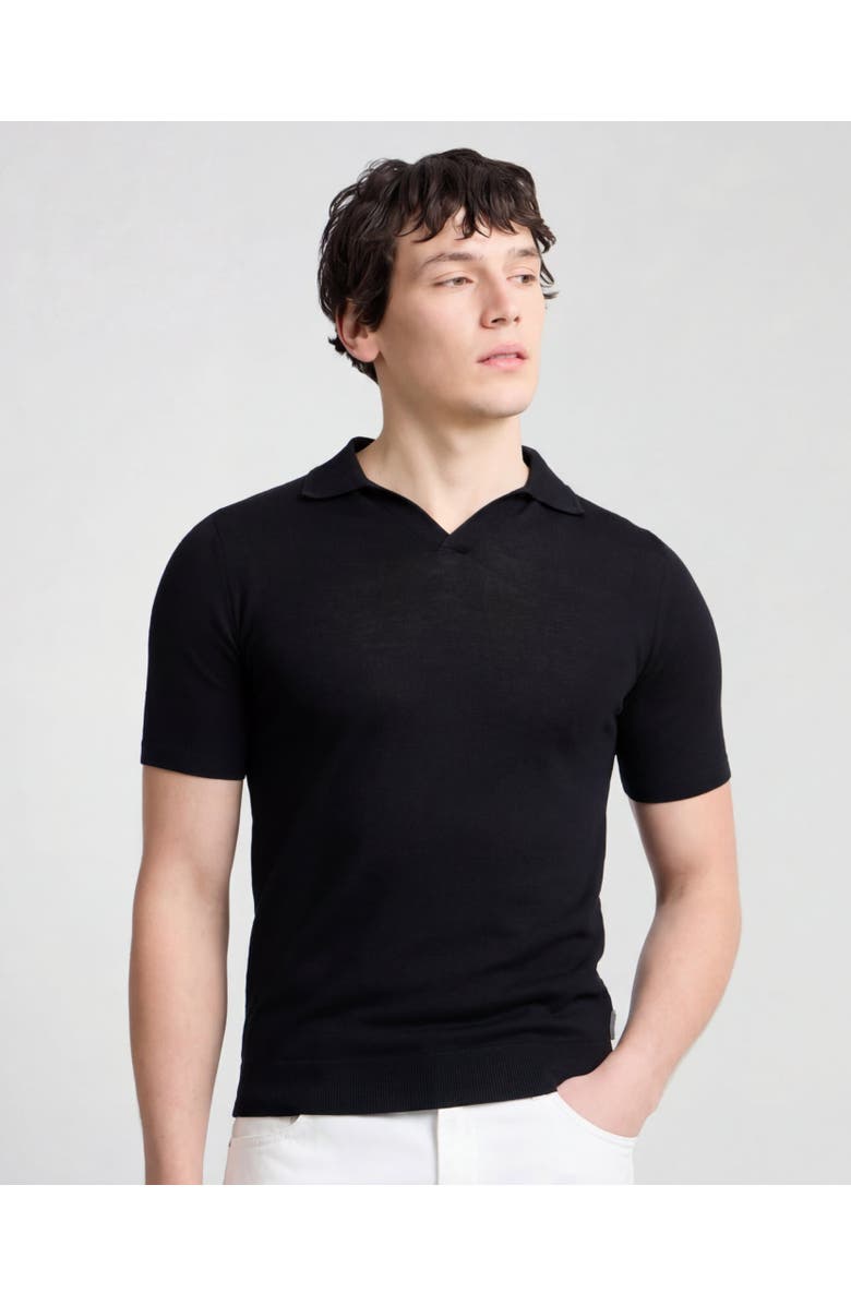 Onia Extra Fine Merino Wool Short Sleeve Johnny Collar Polo, Main, color, Black