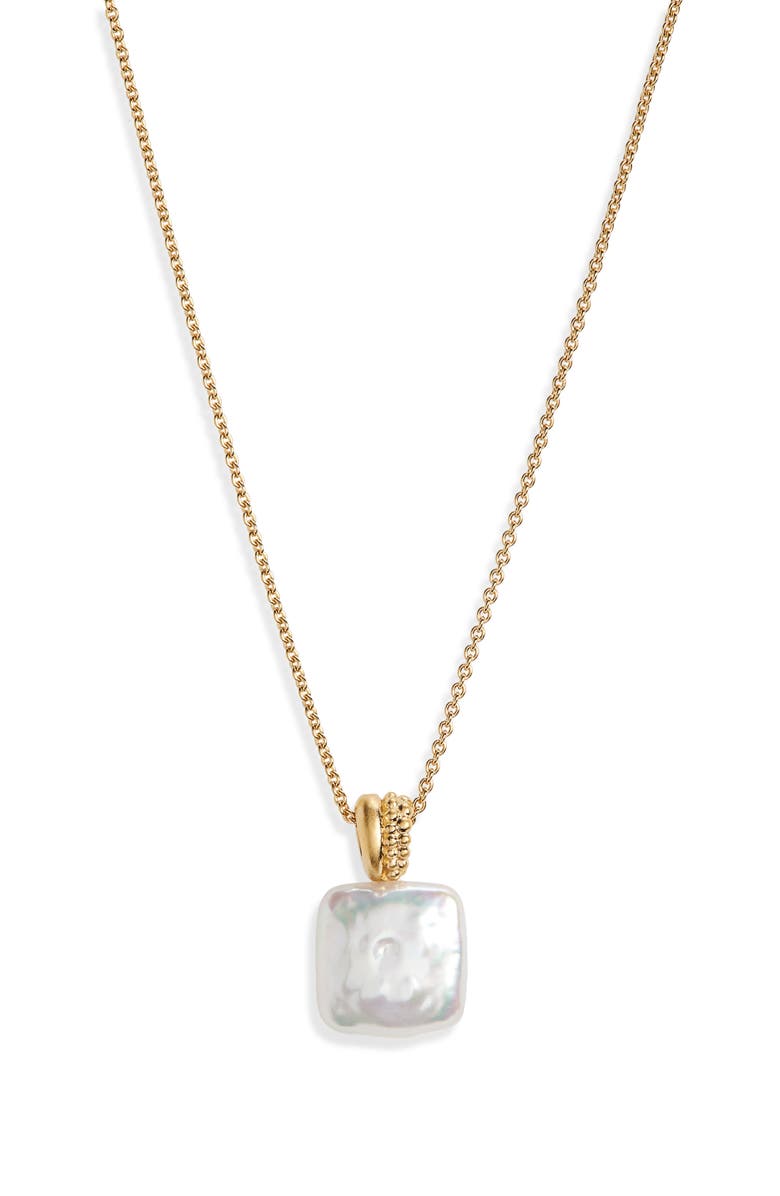Missoma Square Freshwater Pearl Baya Pendant Necklace, Main, color, Gold
