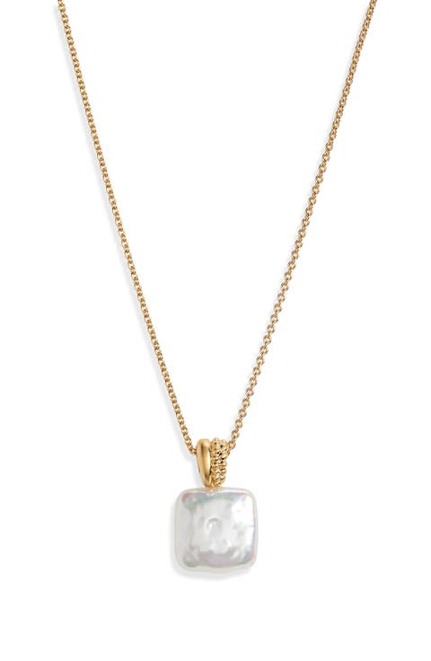 Square Freshwater Pearl Baya Pendant Necklace