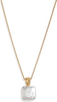 Missoma Square Freshwater Pearl Baya Pendant Necklace
