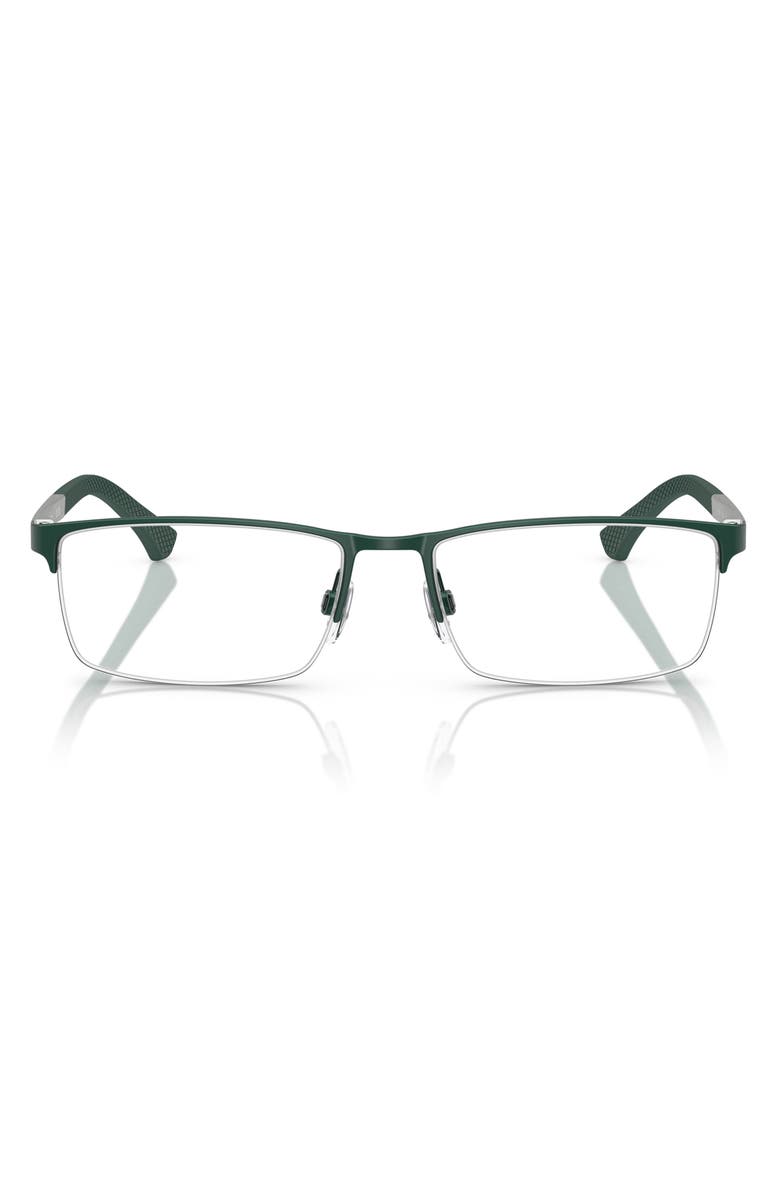 Emporio Armani 57mm Half Rim Optical Glasses, Main, color, Matte Green / Demo Lens