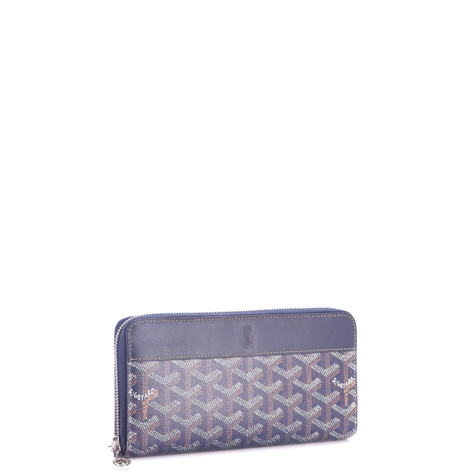 Matignon Zip Wallet Coated Canvas with Leather, Alternate, color, Blue