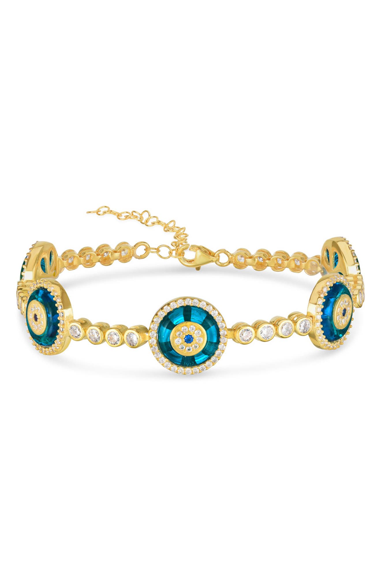 SPHERA MILANO CZ Evil Eye Station Tennis Bracelet