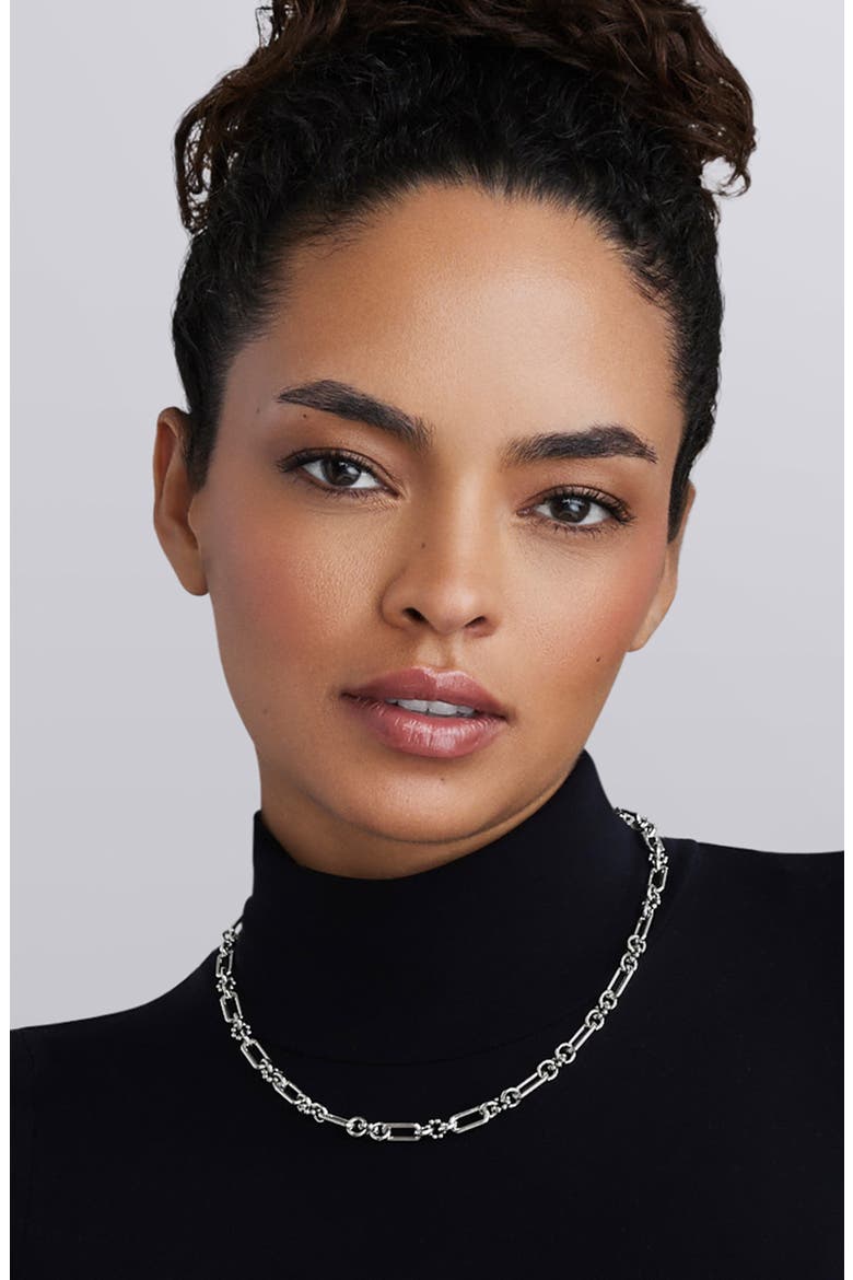 Petite Sterling Silver Caviar Link Necklace, Alternate, color, SILVER