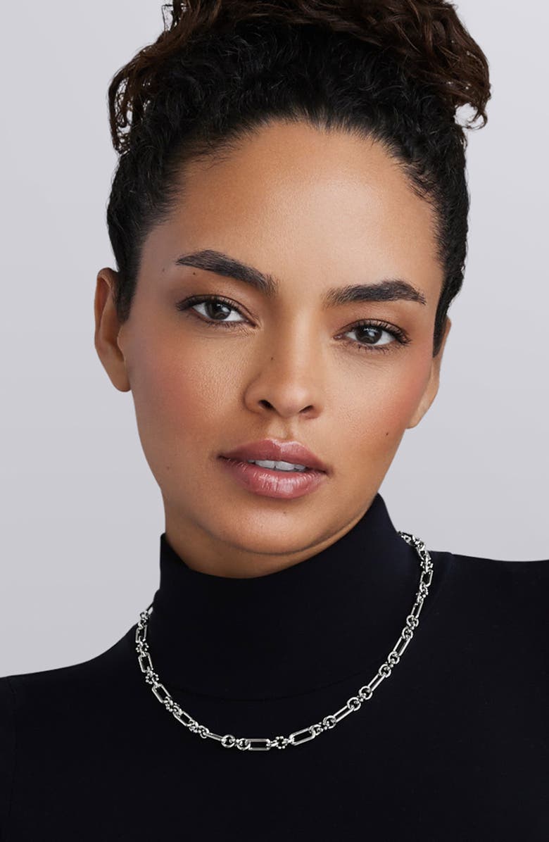 LAGOS Petite Sterling Silver Caviar Link Necklace, Alternate, color, Silver
