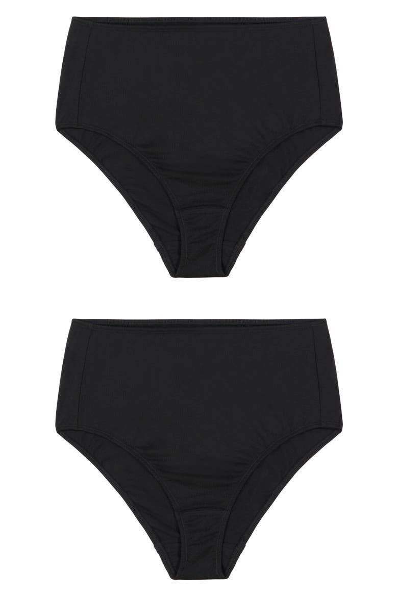 2-Pack Compostable Organic Cotton High Waist Briefs, Alternate, color, BLACK
