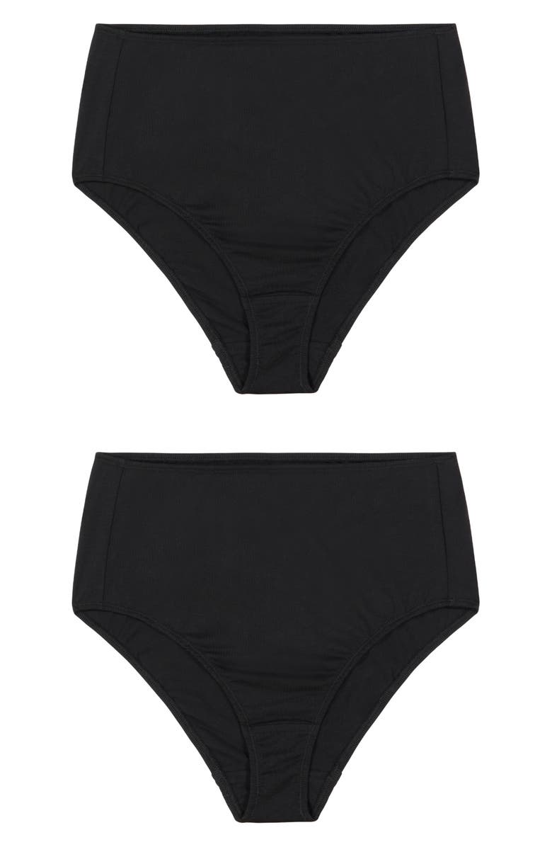 KENT 2-Pack Compostable Organic Cotton High Waist Briefs, Alternate, color, Black