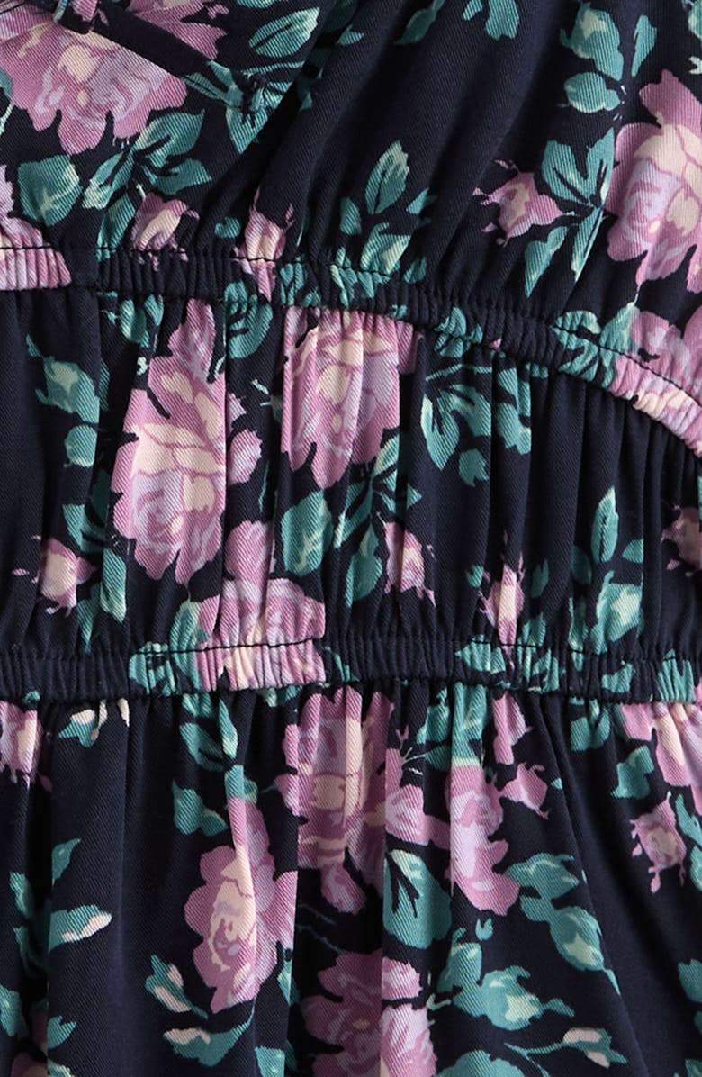 Treasure & Bond Kids' Bow Front Romper, Alternate, color, Navy Medieval Multi Bouquet