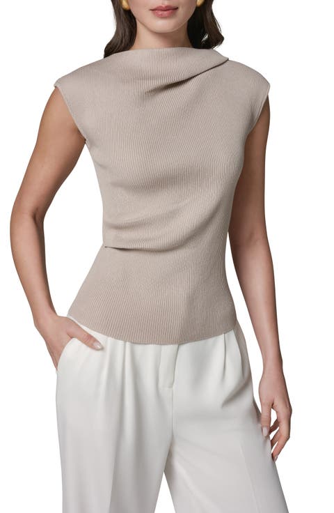 Aymmetric Cap Sleeve Rib Sweater