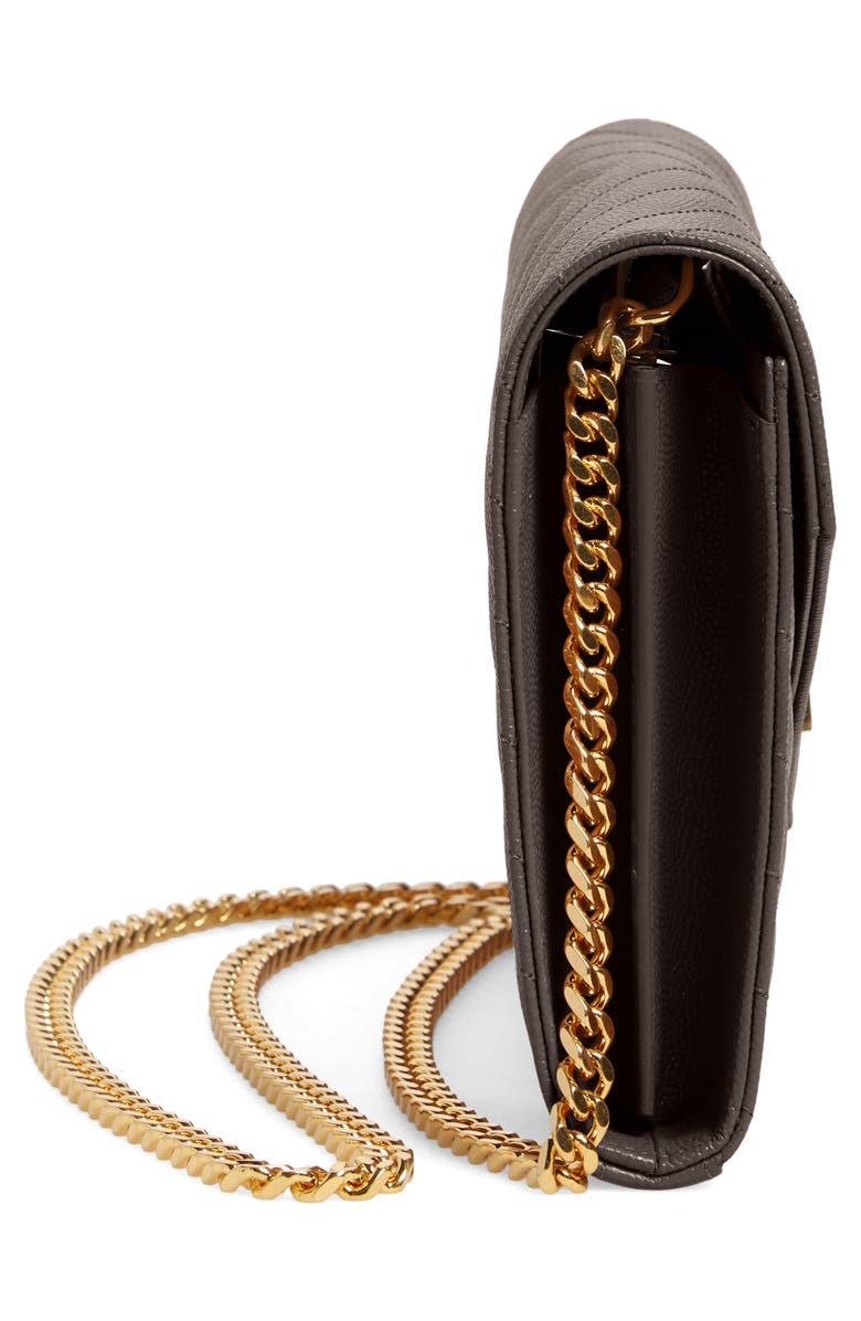 Saint Laurent Monogramme Matelassé Pebbled Calfskin Wallet on a Chain, Alternate, color, 