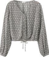 MANGO TEEN Printed Drawstring Hem Top