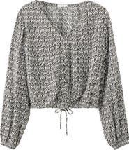 MANGO TEEN Printed Drawstring Hem Top