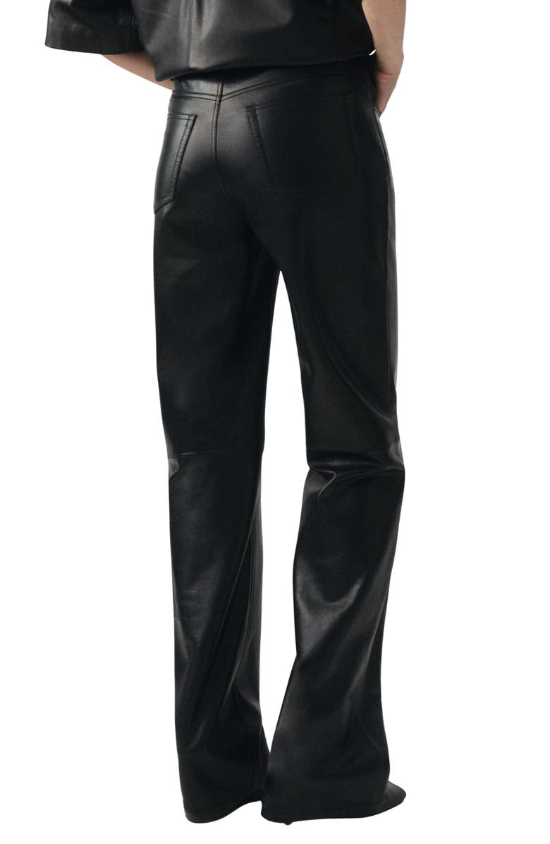 MANGO Selection Leather Straight Leg Pants, Alternate, color, Black
