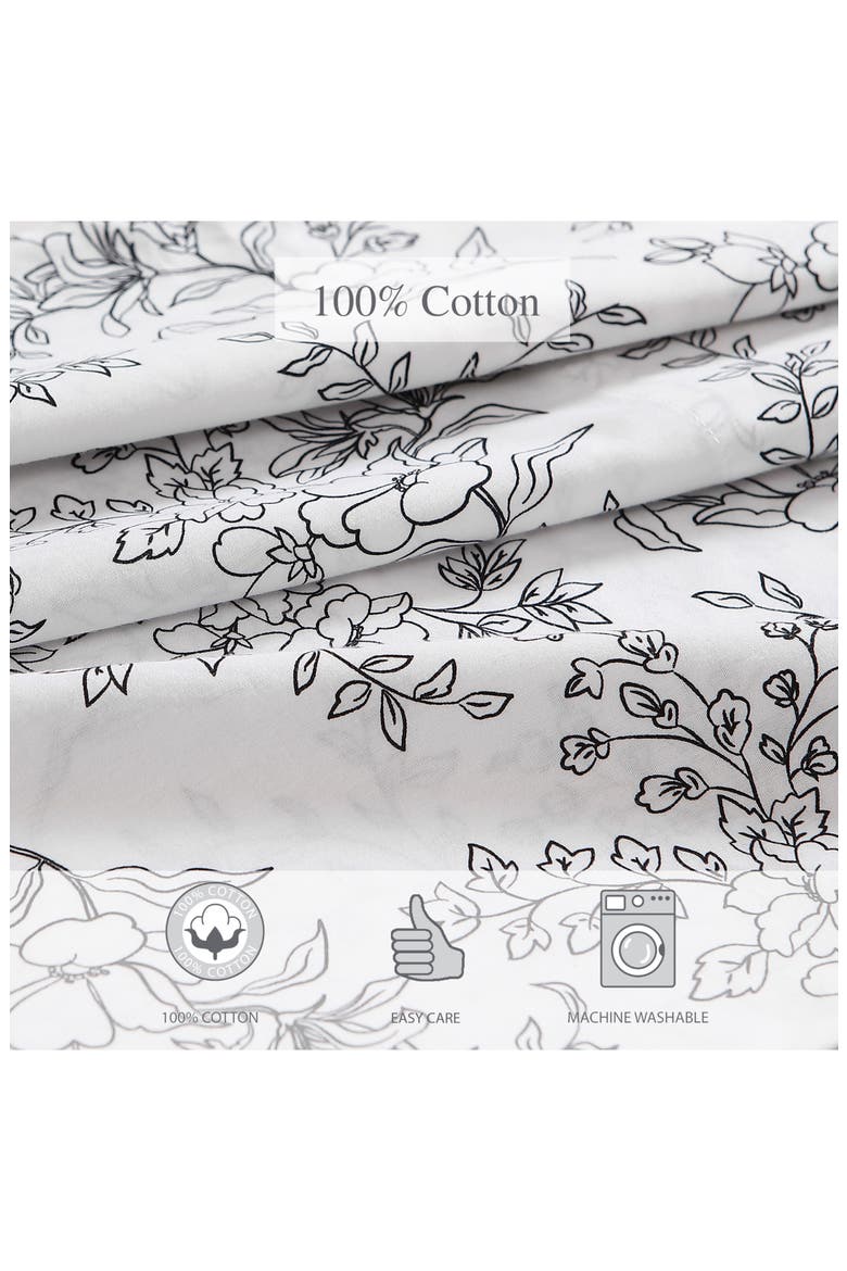Hawley Floral Print 200 Thread Count Cotton Percale Sheet Set, Alternate, color, WHITE