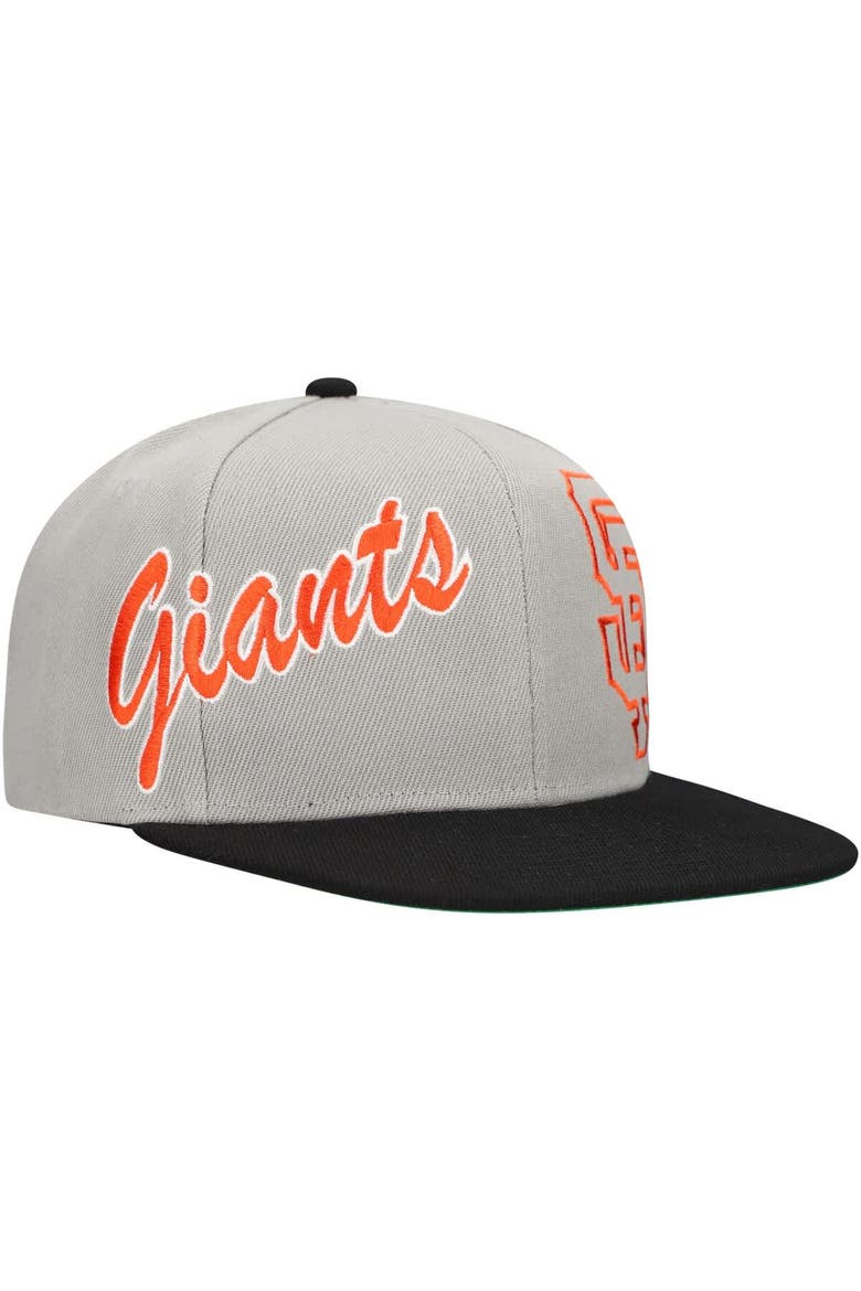 Men's Mitchell & Ness Gray San Francisco Giants Knock Out Panel Snapback Hat, Alternate, color, Gray