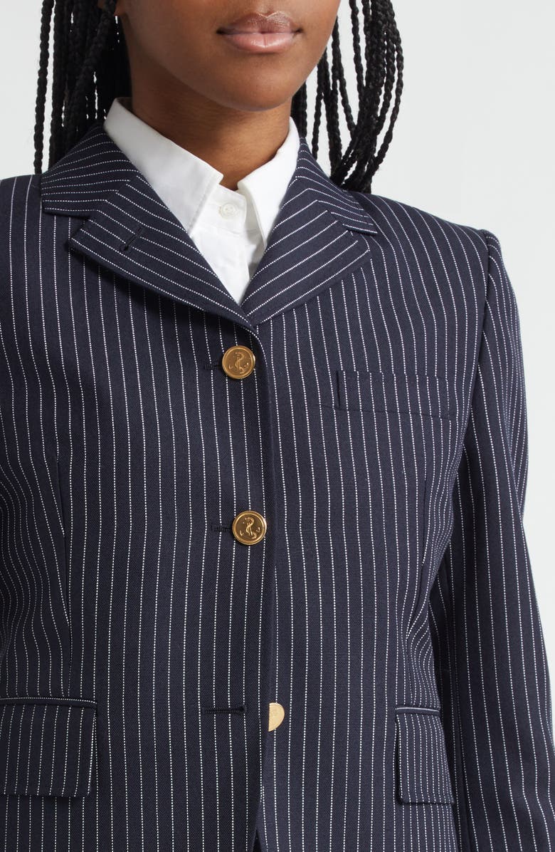 Thom Browne Pinstripe High Twist Wool Sport Coat, Alternate, color, Navy