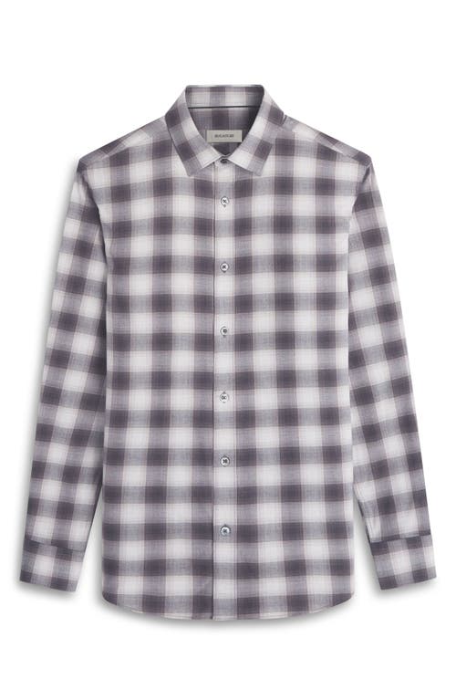 Bugatchi Julian Shaped Fit Stretch Print Button-up Shirt In Anthracite
