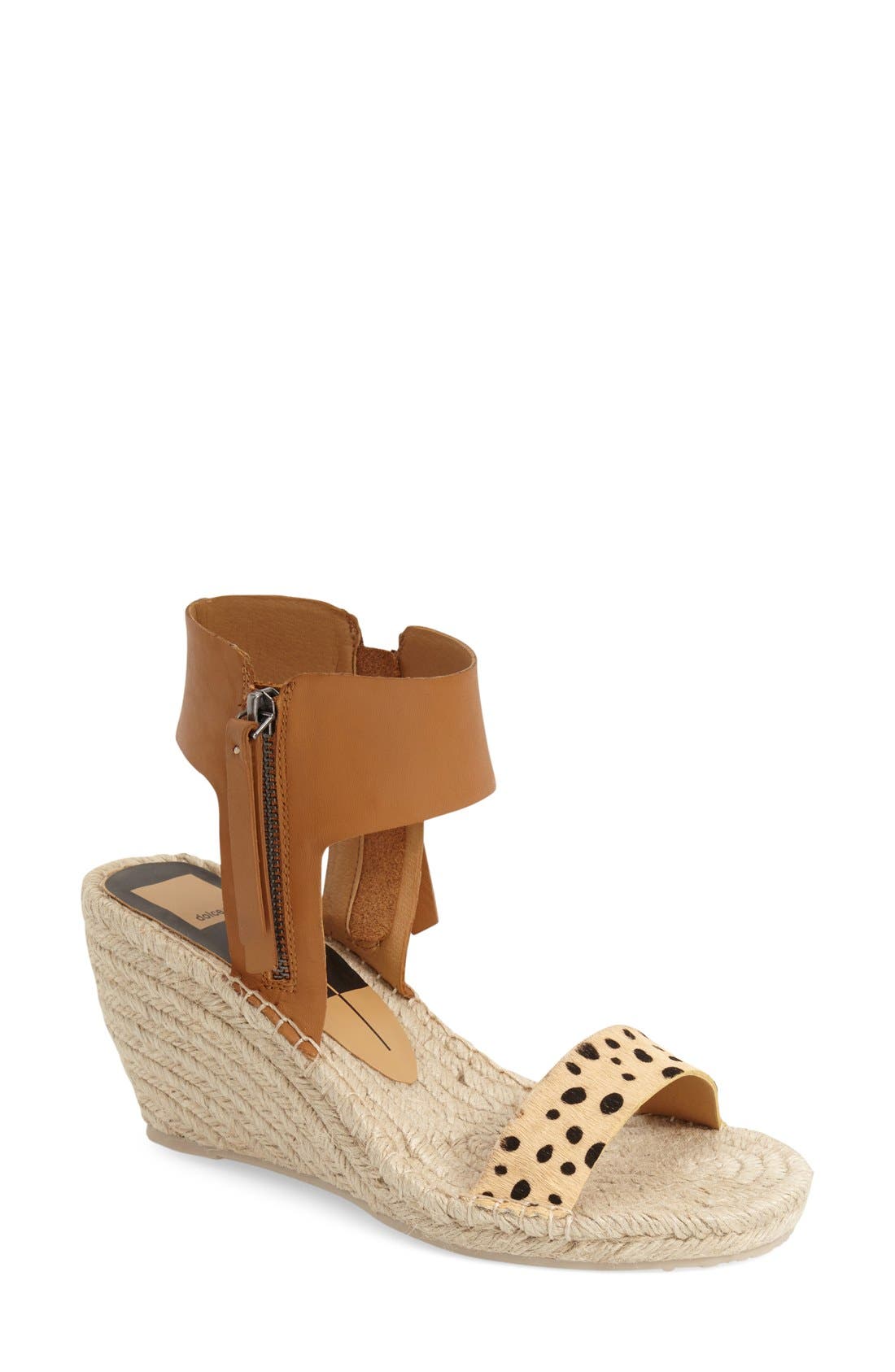 'Gisele' Espadrille Wedge, Main, color, LEOPARD CALF HAIR