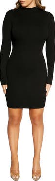 Naked Wardrobe Long Sleeve Rib Sweater Dress