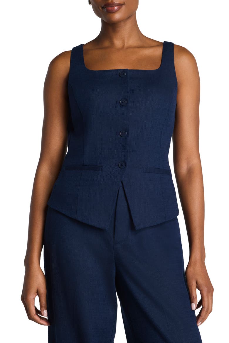Cotton Blend Vest, Main, color, TIMELESS NAVY