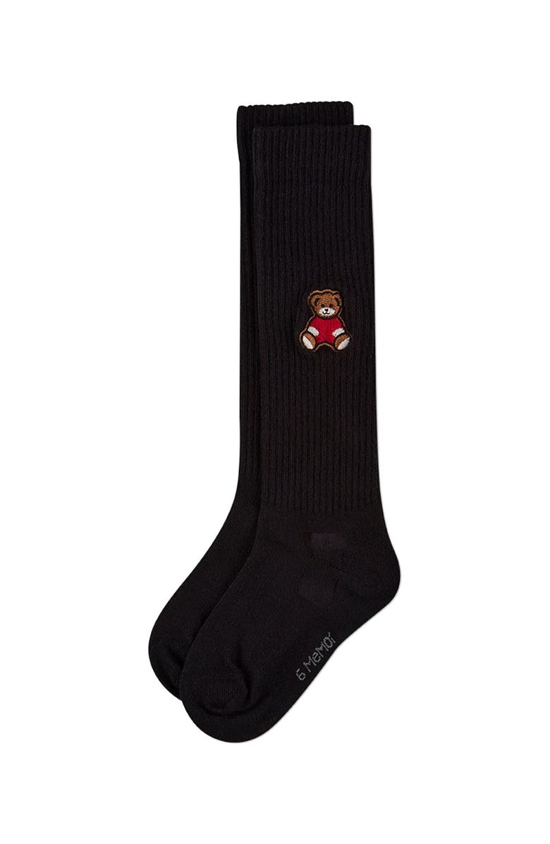 MeMoi Ribbed Knee High Sock with Embroidered Teddy Bear, Alternate, color, 