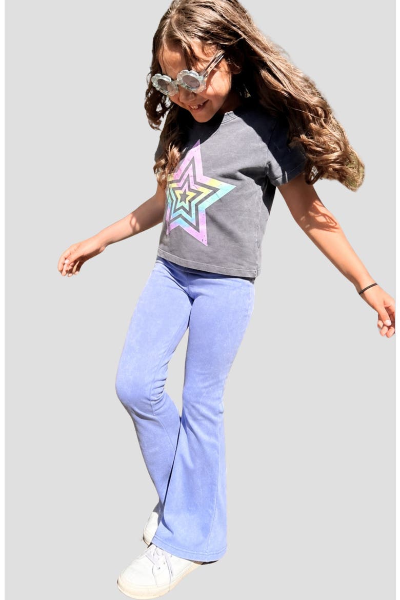 Kids' Foldover Flare Leg Pants, Alternate, color, DENIM