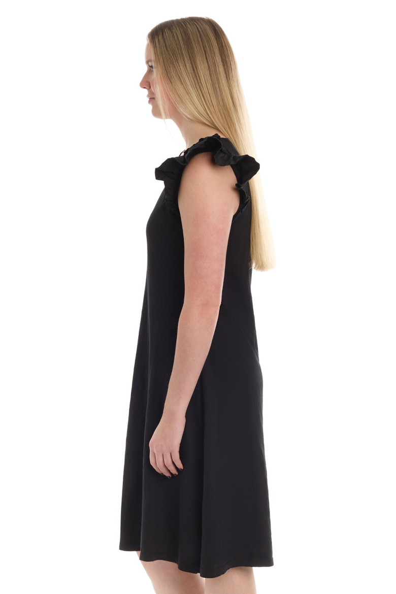 Ruffle Shoulder Tank Dress, Alternate, color, Black