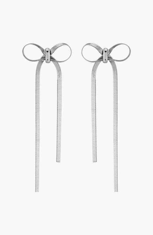 Aurate Mini Herringbone Bow Earrings In White