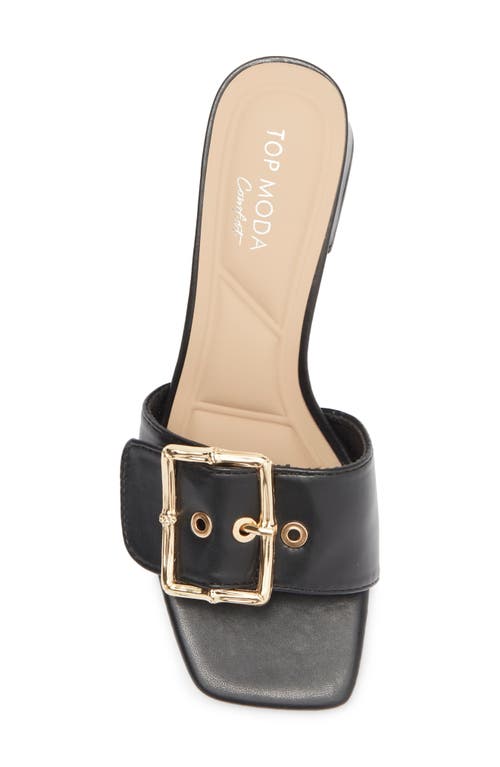 Top Guy Shoes Block Heel Slide Sandal In Black Pu