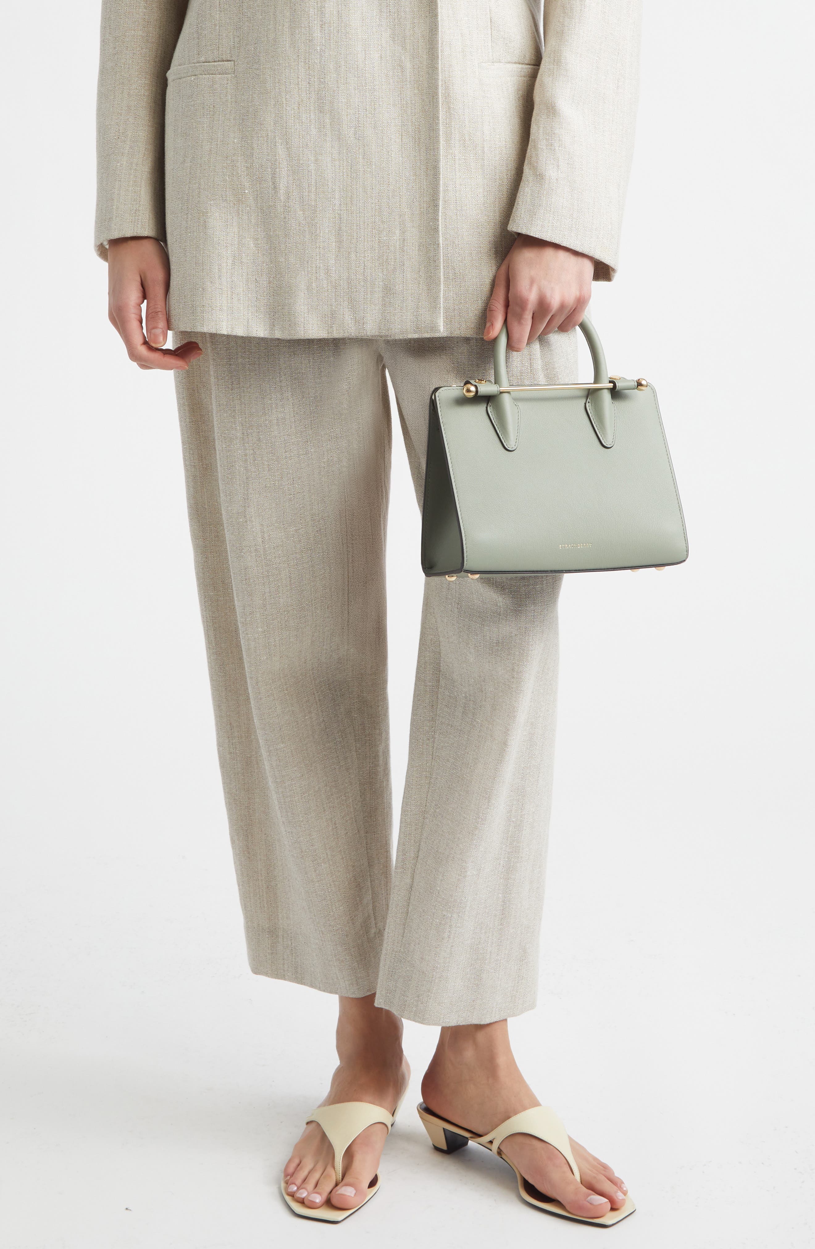 Strathberry Mini Leather Tote, Alternate, color, Library Green