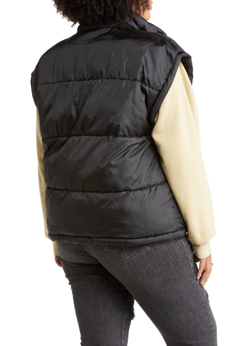 Snap Front Puffer Vest, Alternate, color, BLACK