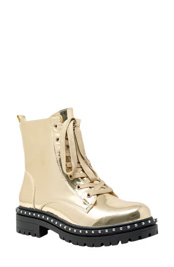 CHASE & CHLOE CHASE AND CHLOE MIRA STUDDED LUG COMBAT BOOT 