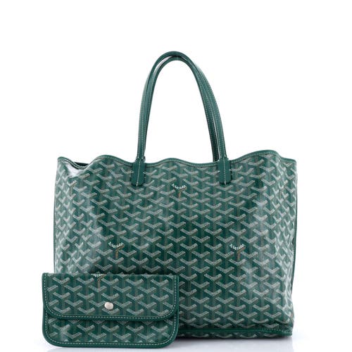 Pre-owned Goyard  Goyard Anjou Reversible Tote Coated Canvas Pm In Green