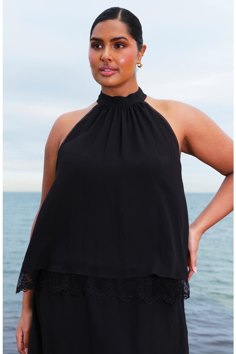 Kali Halter Neck Shell, Alternate, color, BLACK