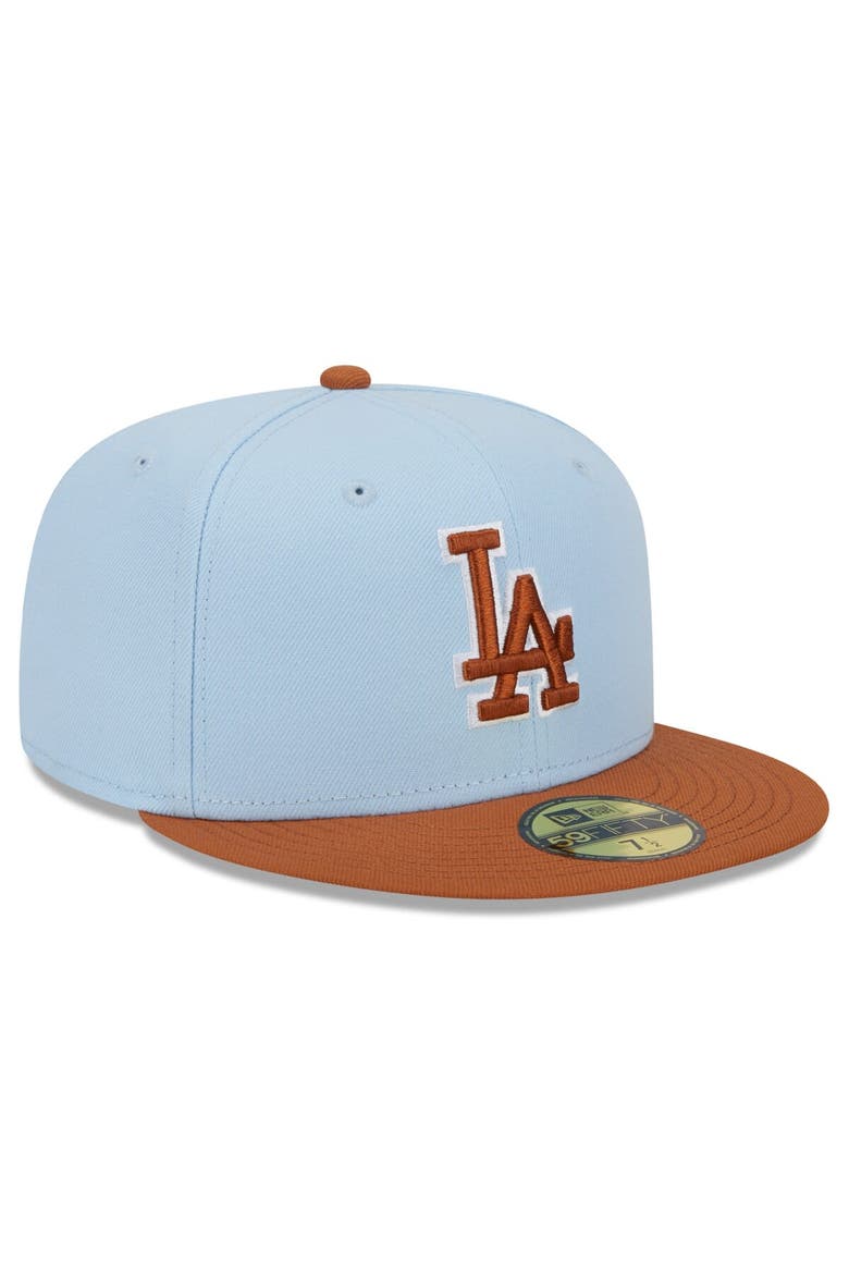 Men's New Era Light Blue/Brown Los Angeles Dodgers Spring Color Basic Two-Tone 59FIFTY Fitted Hat, Alternate, color, Light Blue
