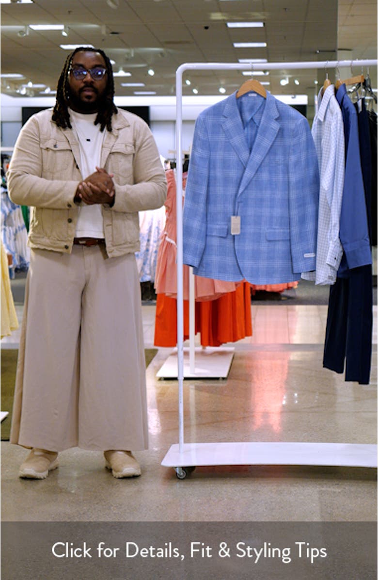 Hyperlight Soft Light Blue Check Linen & Wool Sport Coat, sales video thumbnail