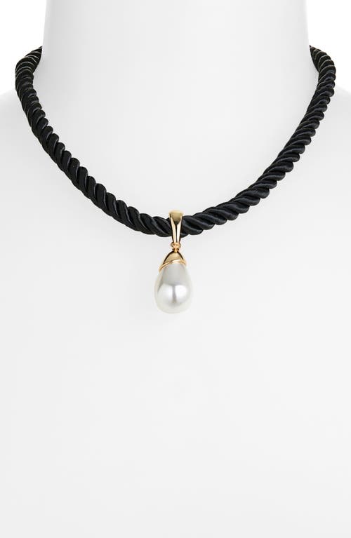 Nordstrom Faux Pearl Corded Necklace In Black