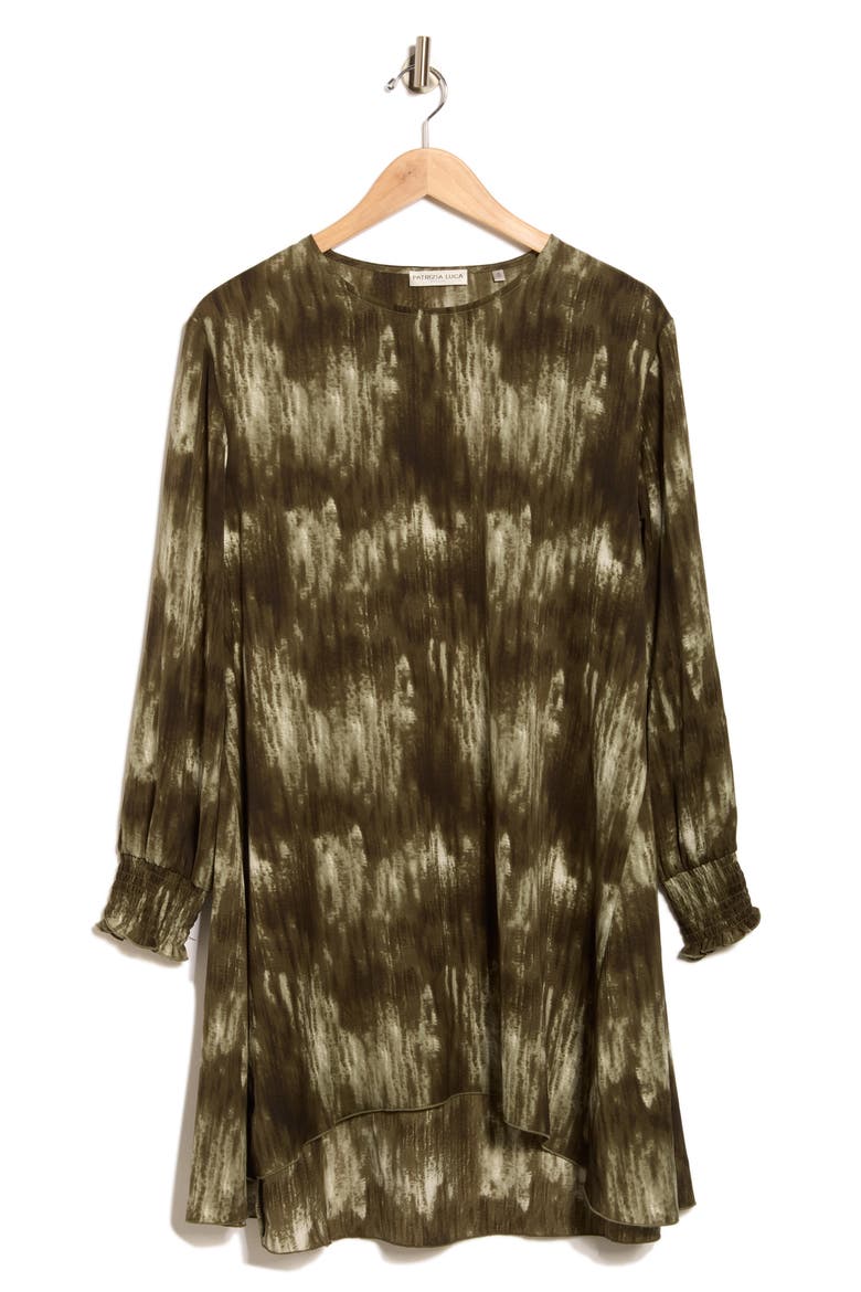 Abstract Print Long Sleeve Tunic Top, Alternate, color, GREEN