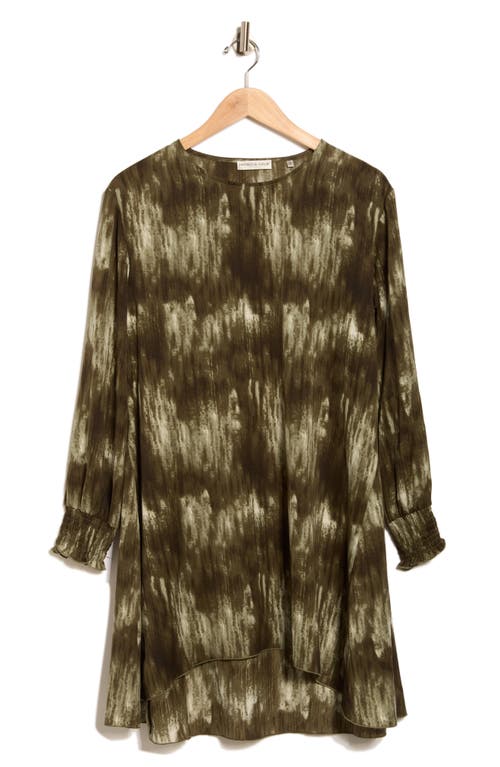 Patrizia Luca Abstract Print Long Sleeve Tunic Top In Green