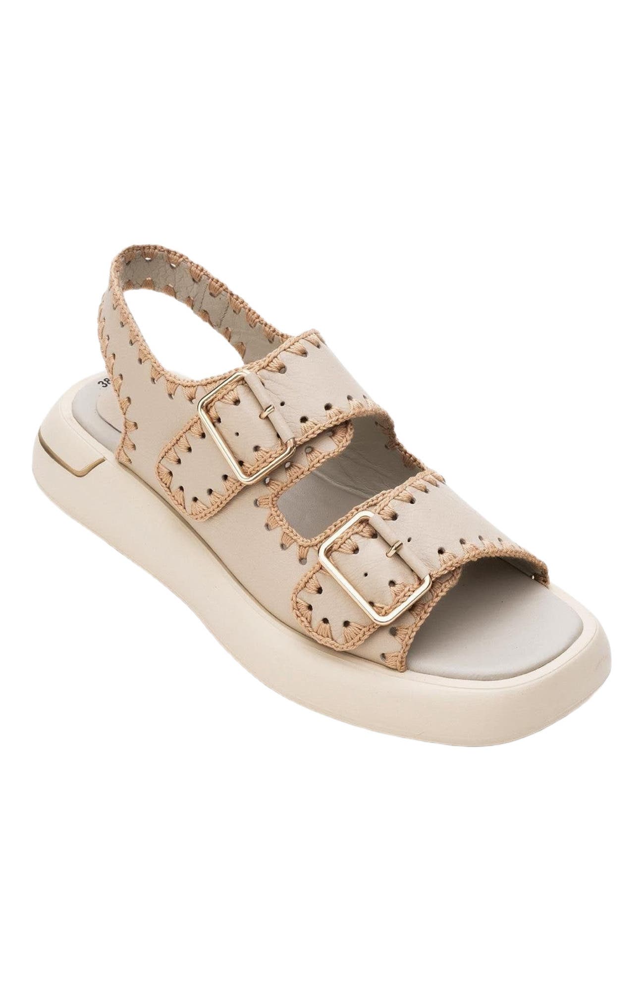 Douro Braided Rope Strap Leather Sandal, Alternate, color, Beige Leather