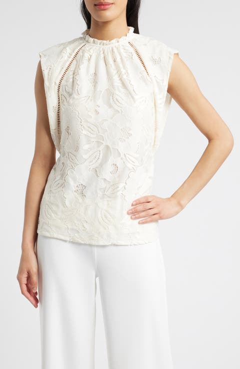 Ruffle Neck Lace Top