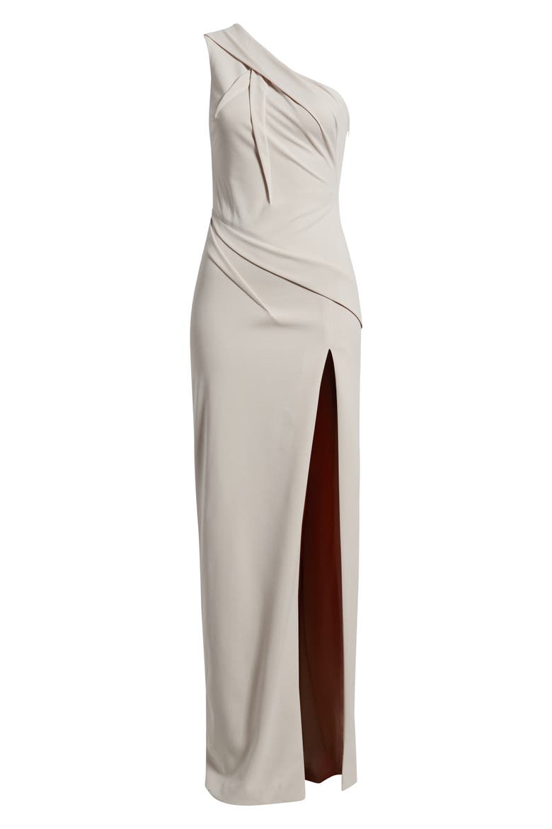 Arliss One-Shoulder Column Gown, Alternate, color, PALE OYSTER