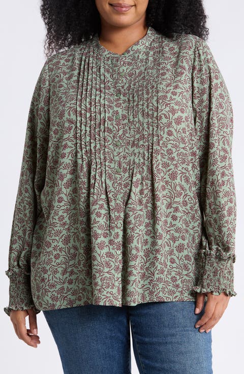 Pleat Smocked Peasant Blouse